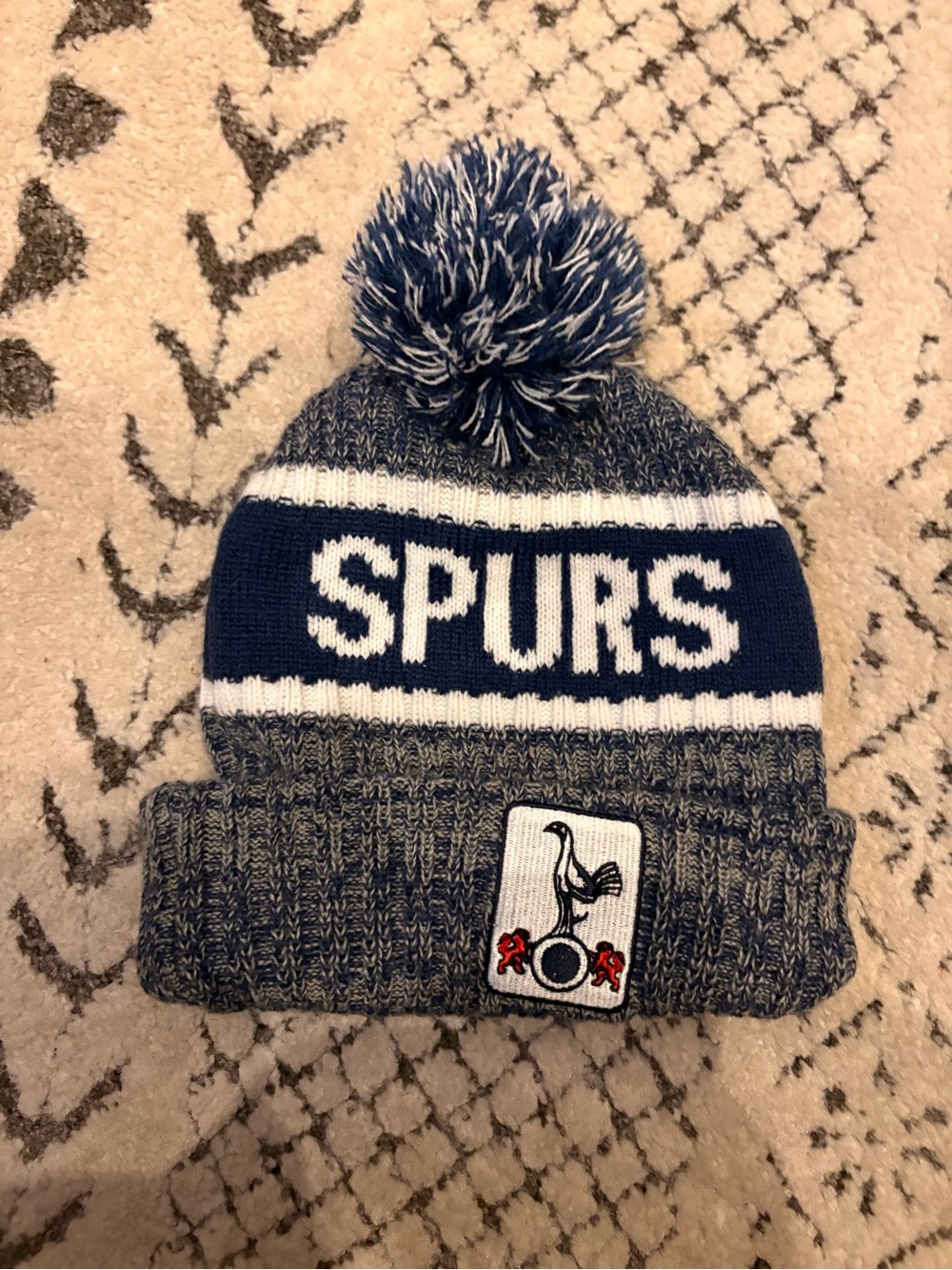 Tottenham Hotspur Knit Pom Beanie in Navy and Gray